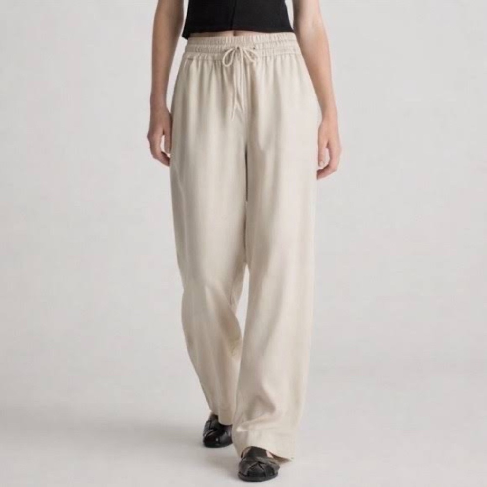 Quince Vintage Wash Wide Leg Tencel Pant in Shale Size Small